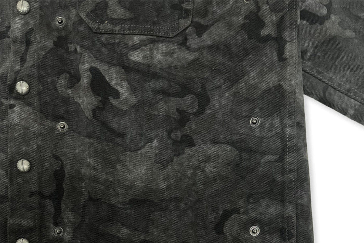 TECNINEGROUP Detachable Hood Star-Rivet Camo Jacket