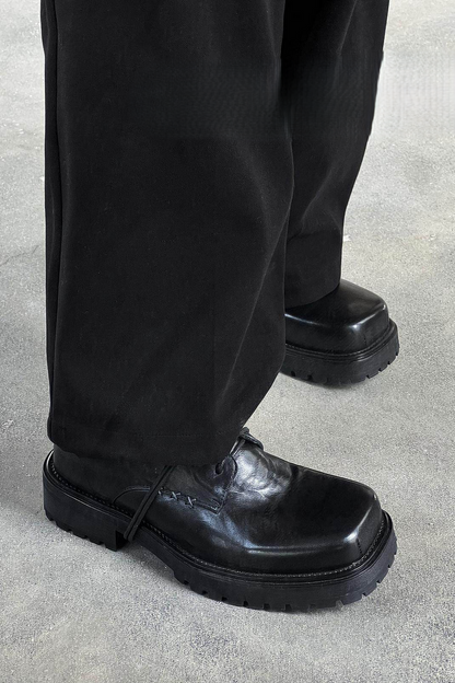 Washed Square Toe Derby Shoes