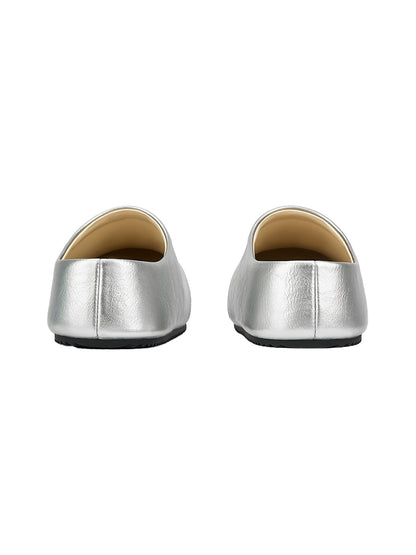 Silver Chunky Slip-On Mule Sandals