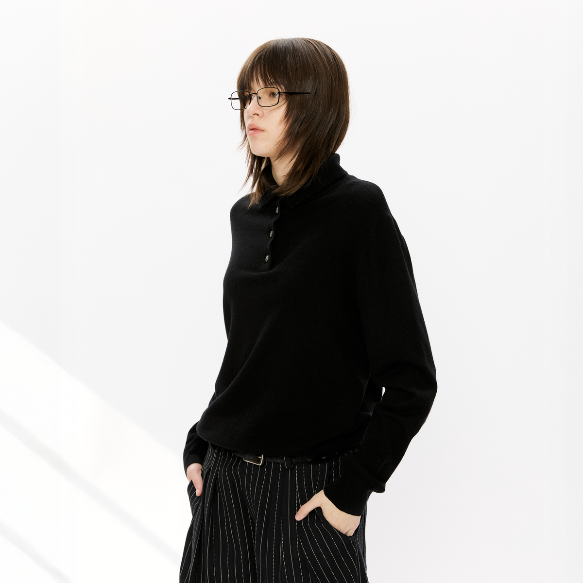 KREATE Double-Collar Wool-Blend Knit Polo