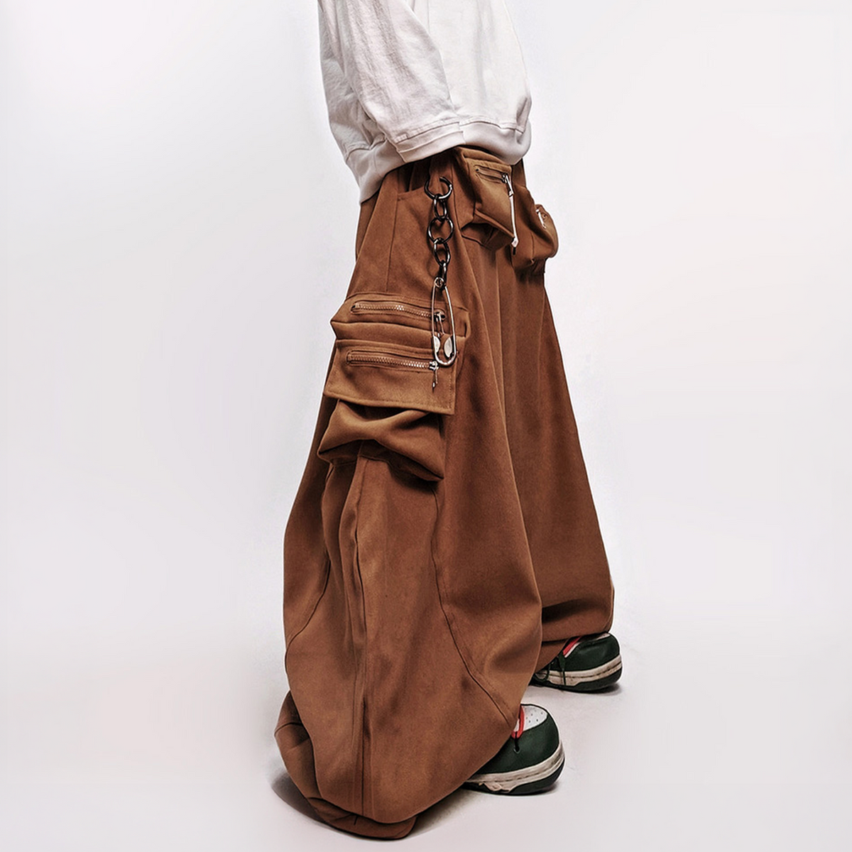 UUCSCC Curved Multi-Pocket Wide-Leg Cargo Pants