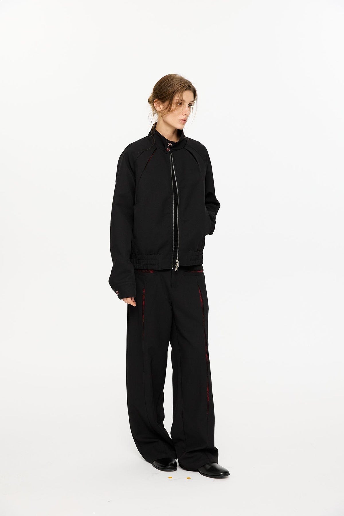 KREATE Floral-Lined Spliced Harrington Jacket