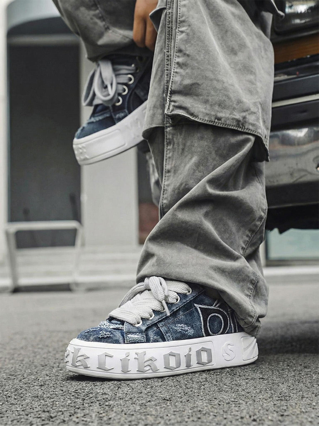Ripped Denim OWL Skate Sneakers