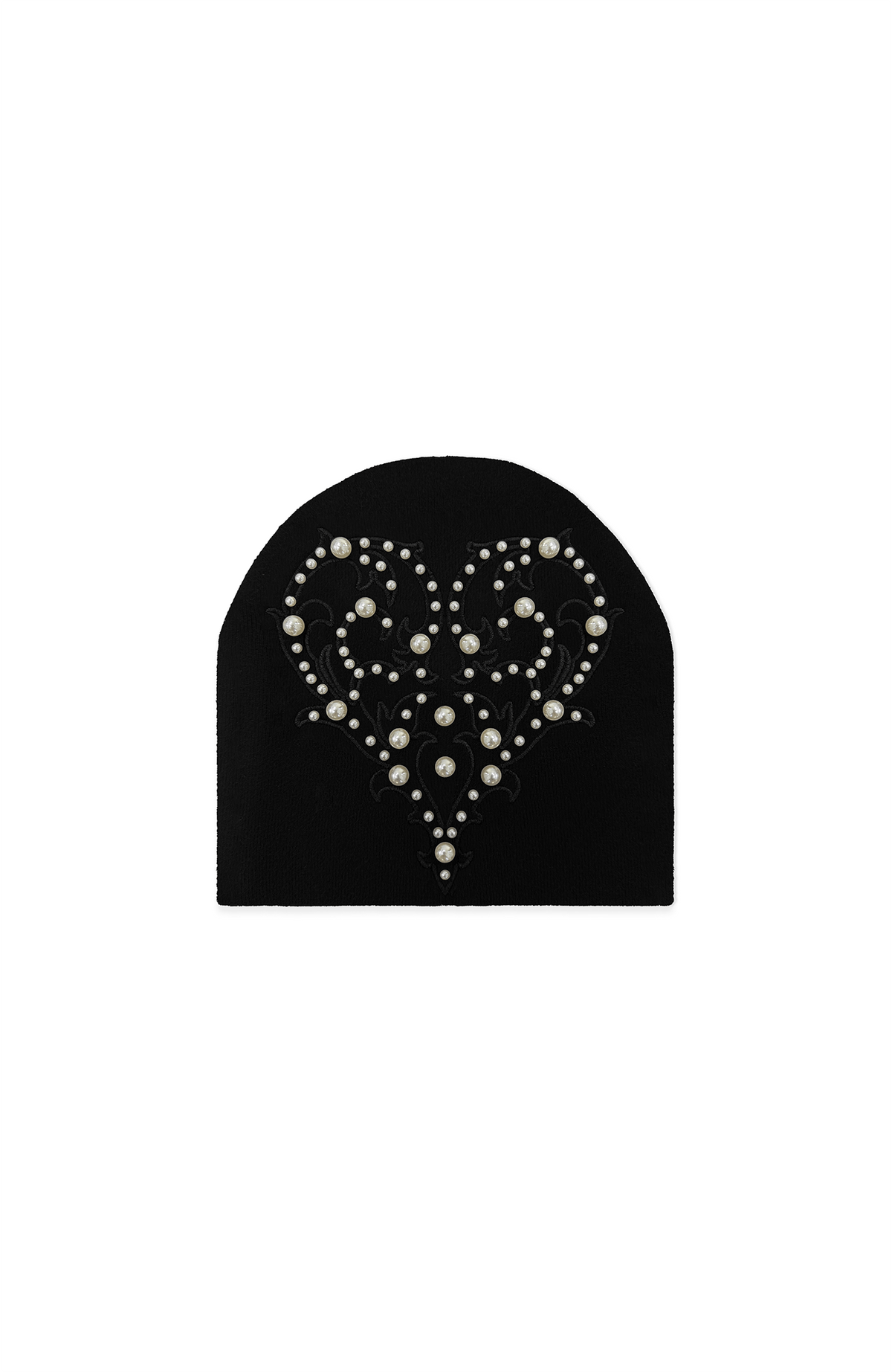 TECNINEGROUP Pearl Heart Embroidered Knit Beanie