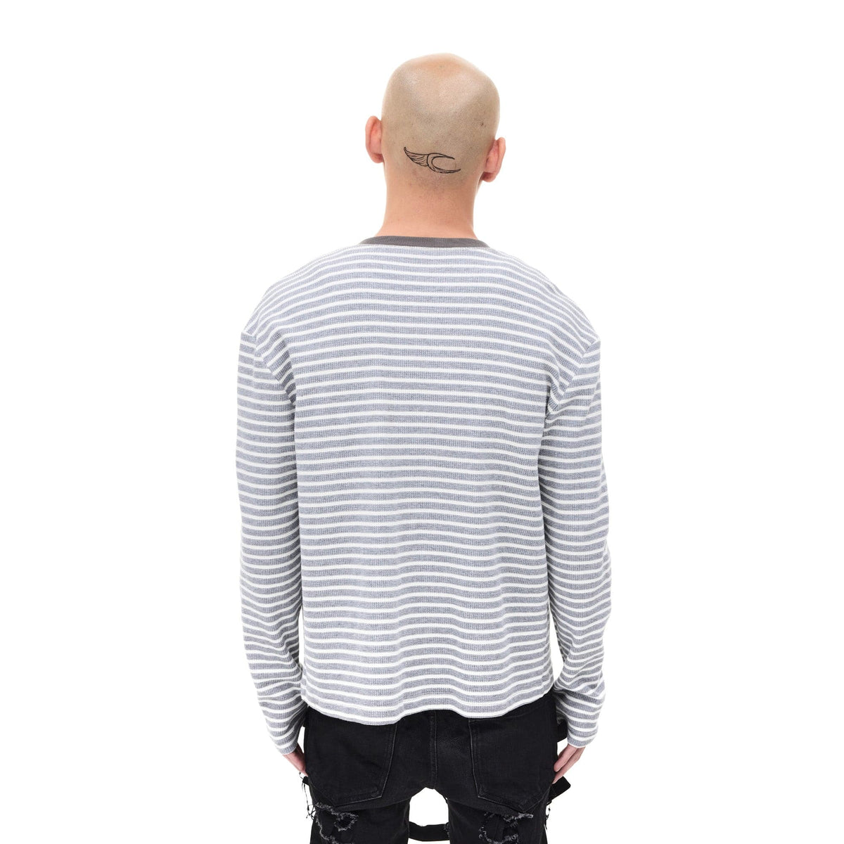 WHISTLEHUNTER Striped Badge Snap Slim Cardigan