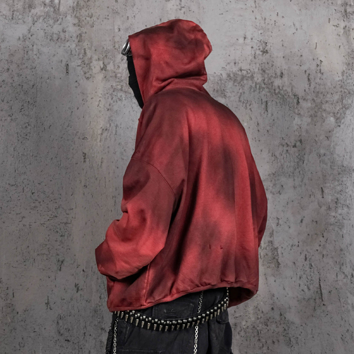 UNDERWATER Ashen Ember Distressed Elevated Hoodie Red