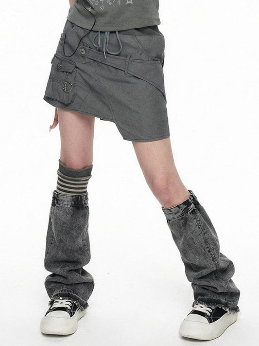 Denim Bare Look Washed Platform Sneakers