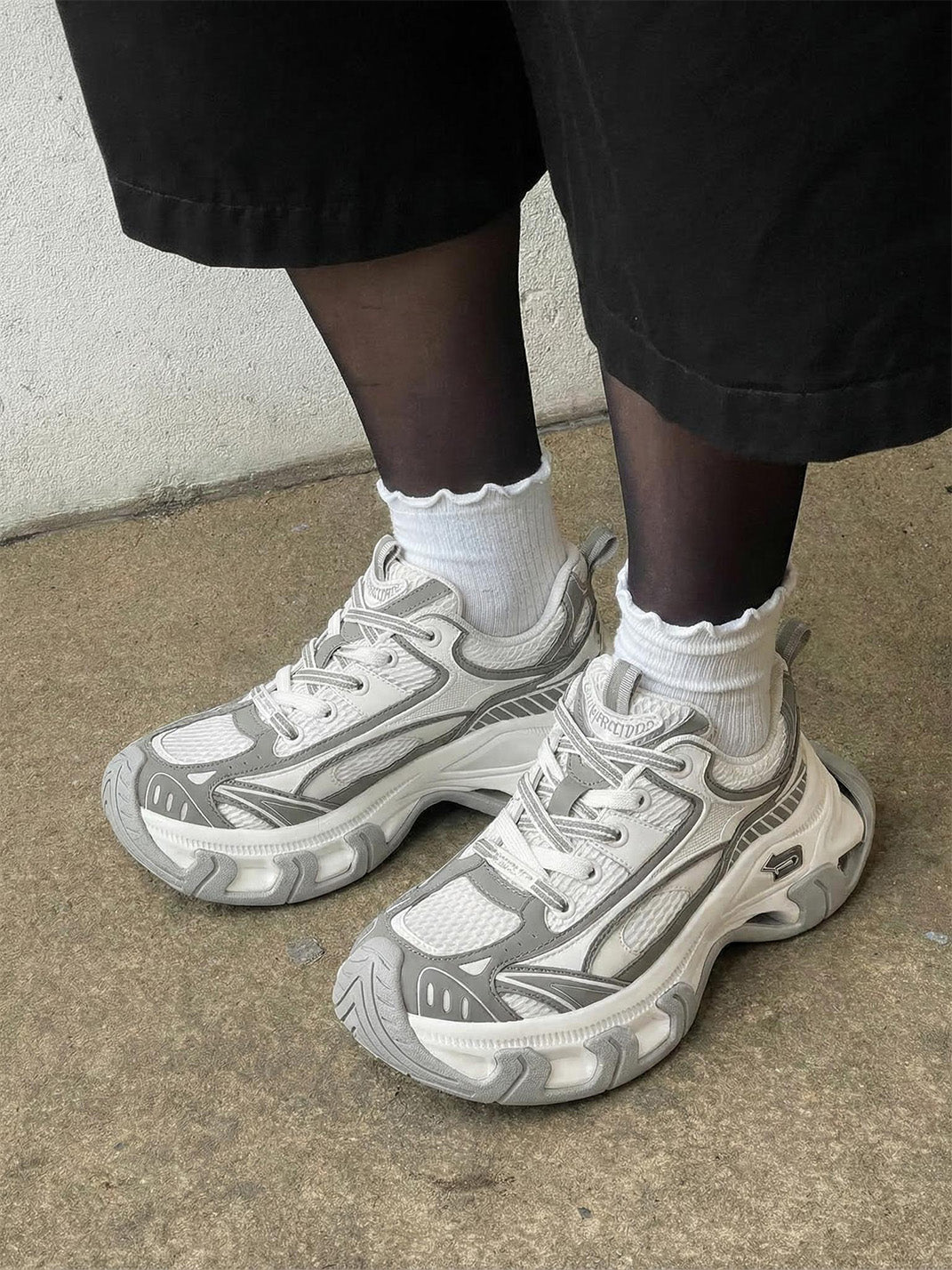Gray-Teal Papillon Platform Sneakers