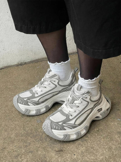 Gray-Teal Papillon Platform Sneakers