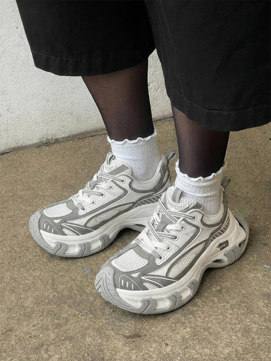 Gray-Teal Papillon Platform Sneakers