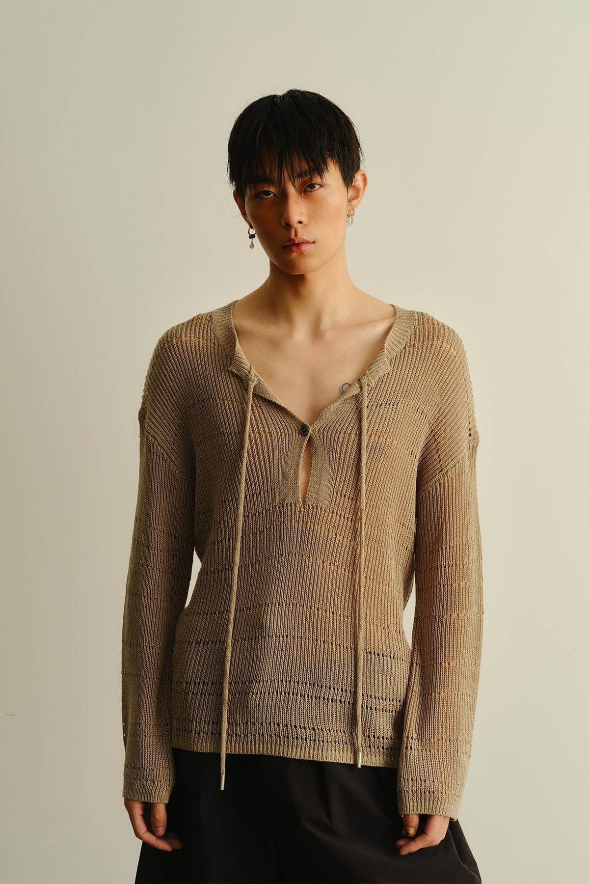KADAKADA Open-Knit Drawstring Sweater