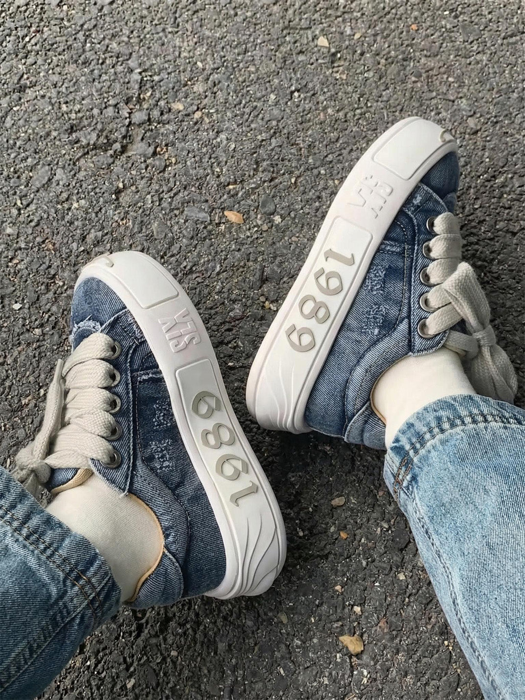 Ripped Denim OWL Skate Sneakers