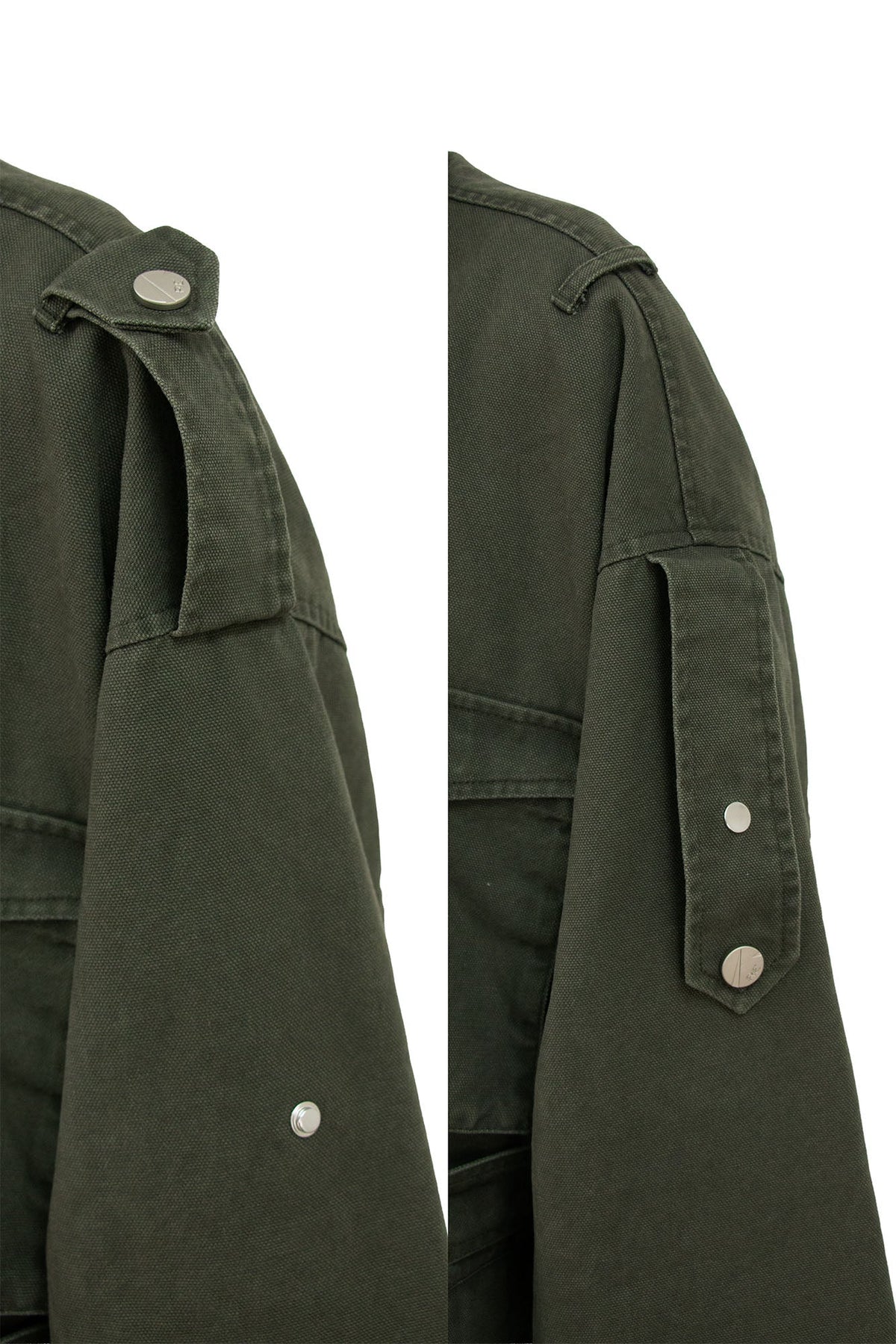 RELABEL Retro Multi-Pocket Snap-Hem Convertible Jacket Green