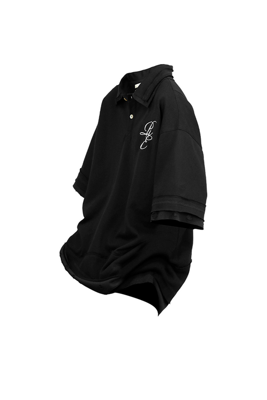 RELABEL Spliced Embroidered Polo Shirt