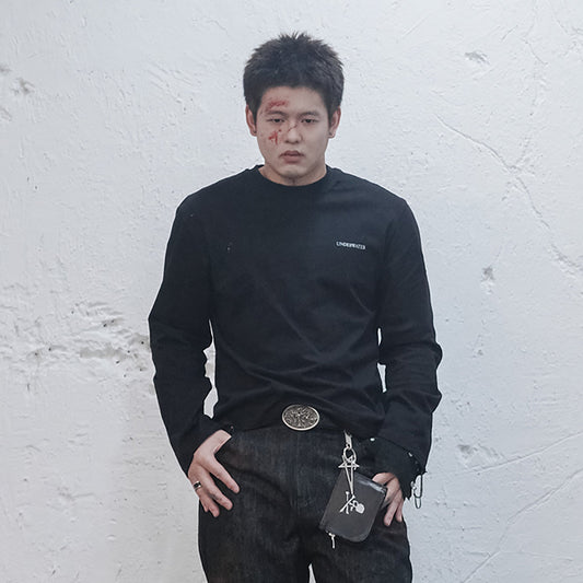 UNDERWATER Demon Slashed Cotton Long Sleeve Tee Black