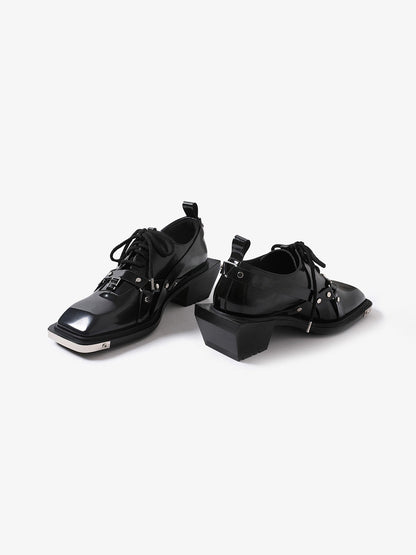 Black Unique Style Square-Toe Derby Shoes