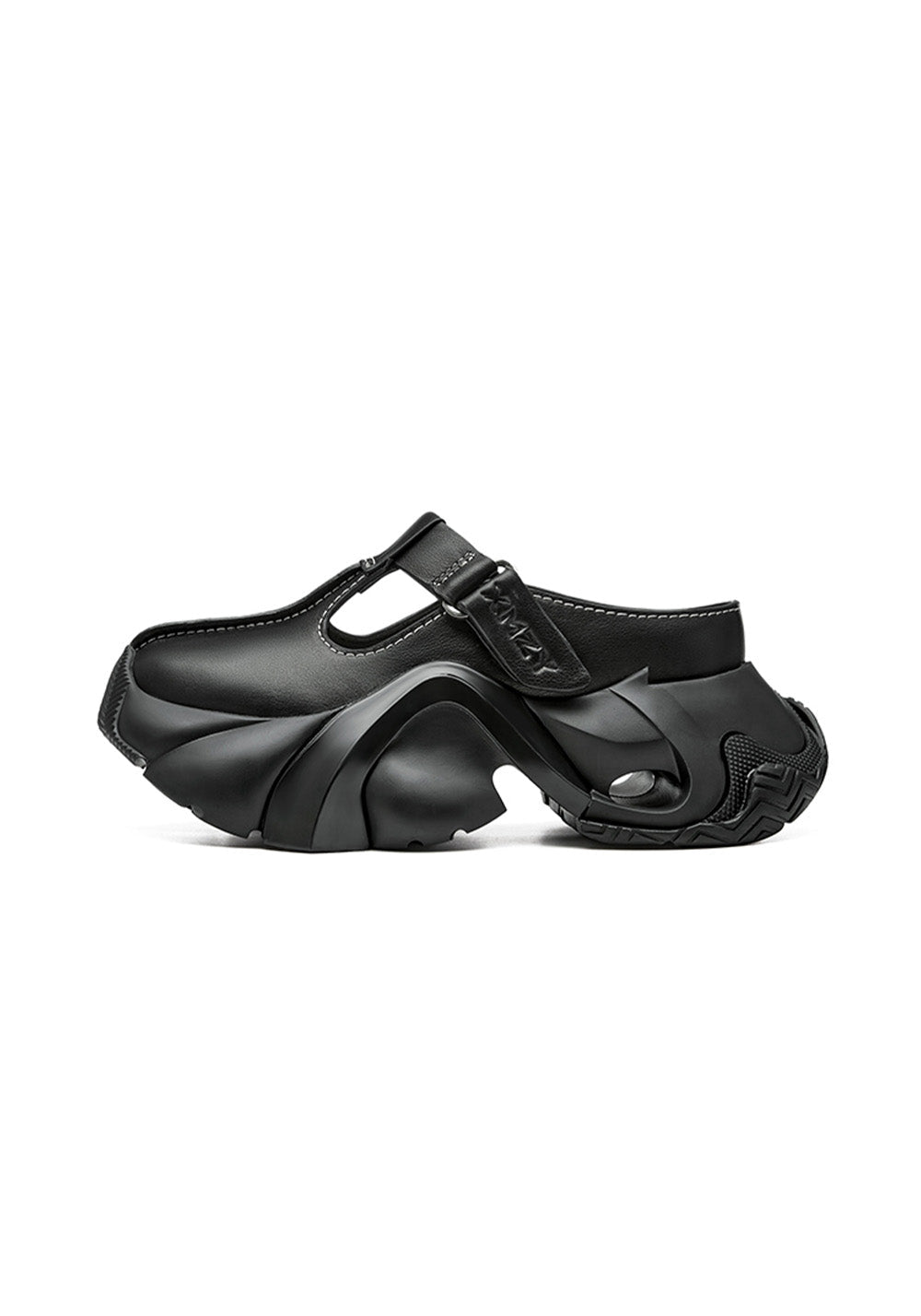 Black Platform Closed-Toe Slides