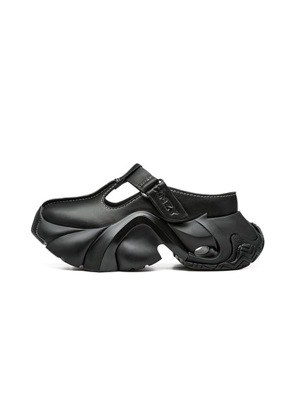 Black Platform Closed-Toe Slides