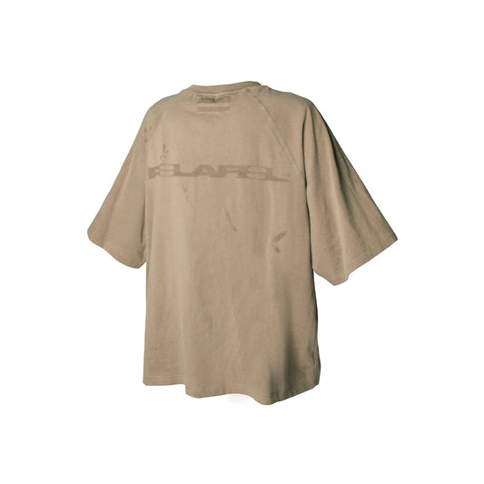 RELABEL Slogan Washed Spliced Raglan T-Shirt