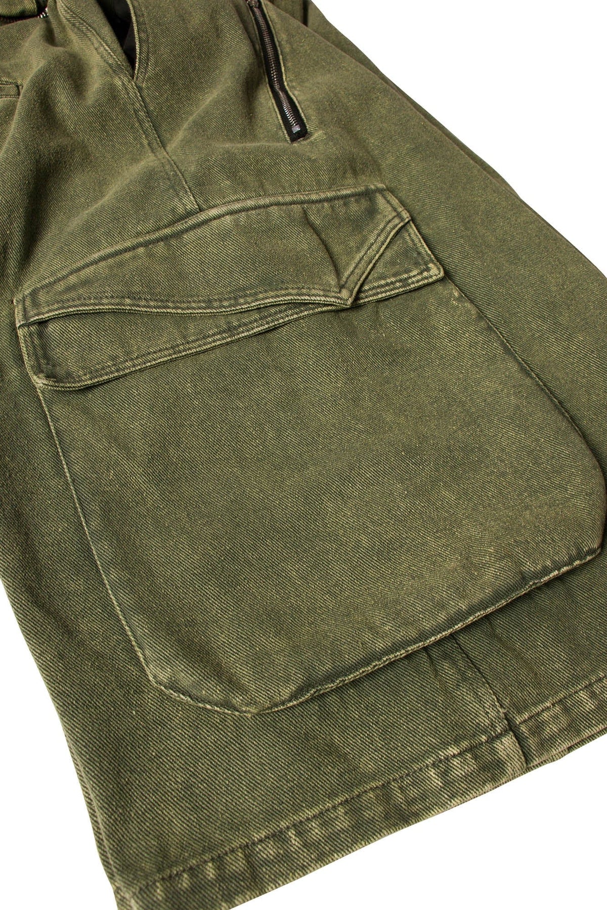 RELABEL Detachable Scarf Washed Multi-Pocket Wide-Leg Shorts