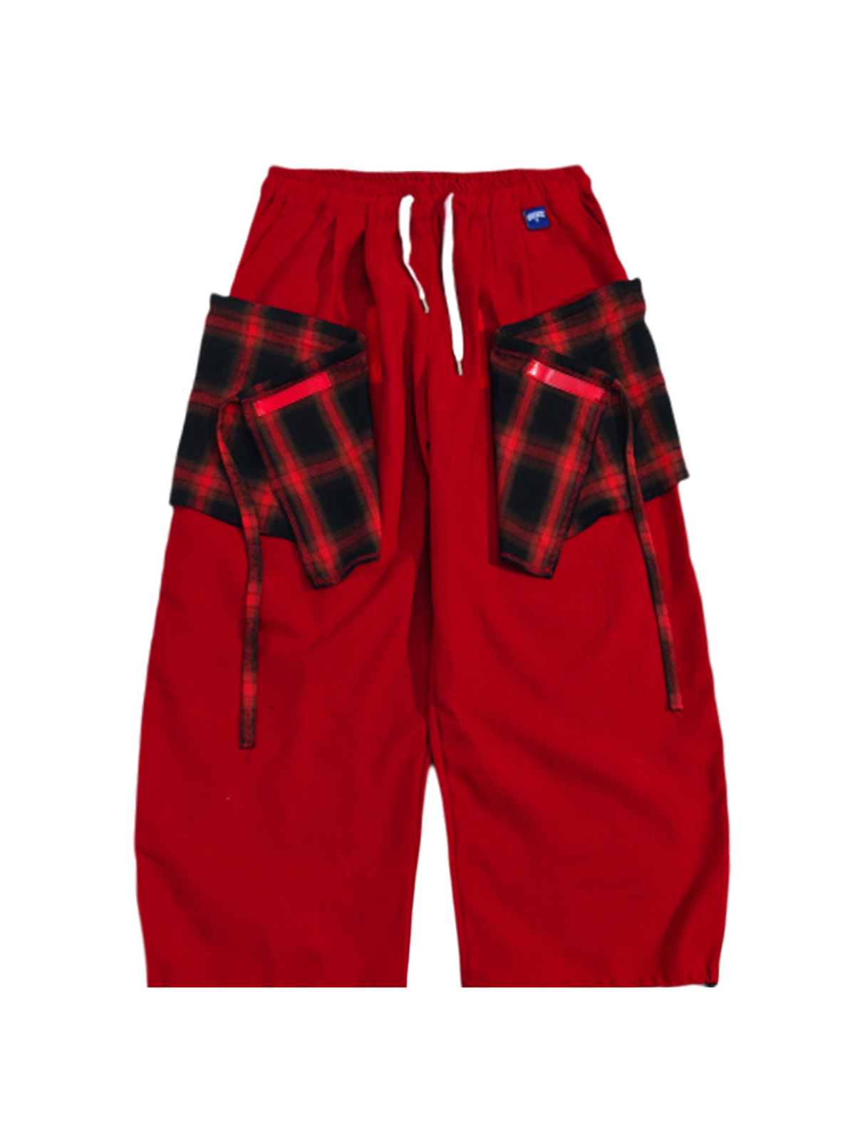 UUCSCC Layered Plaid Wide-Leg Jogger Pants