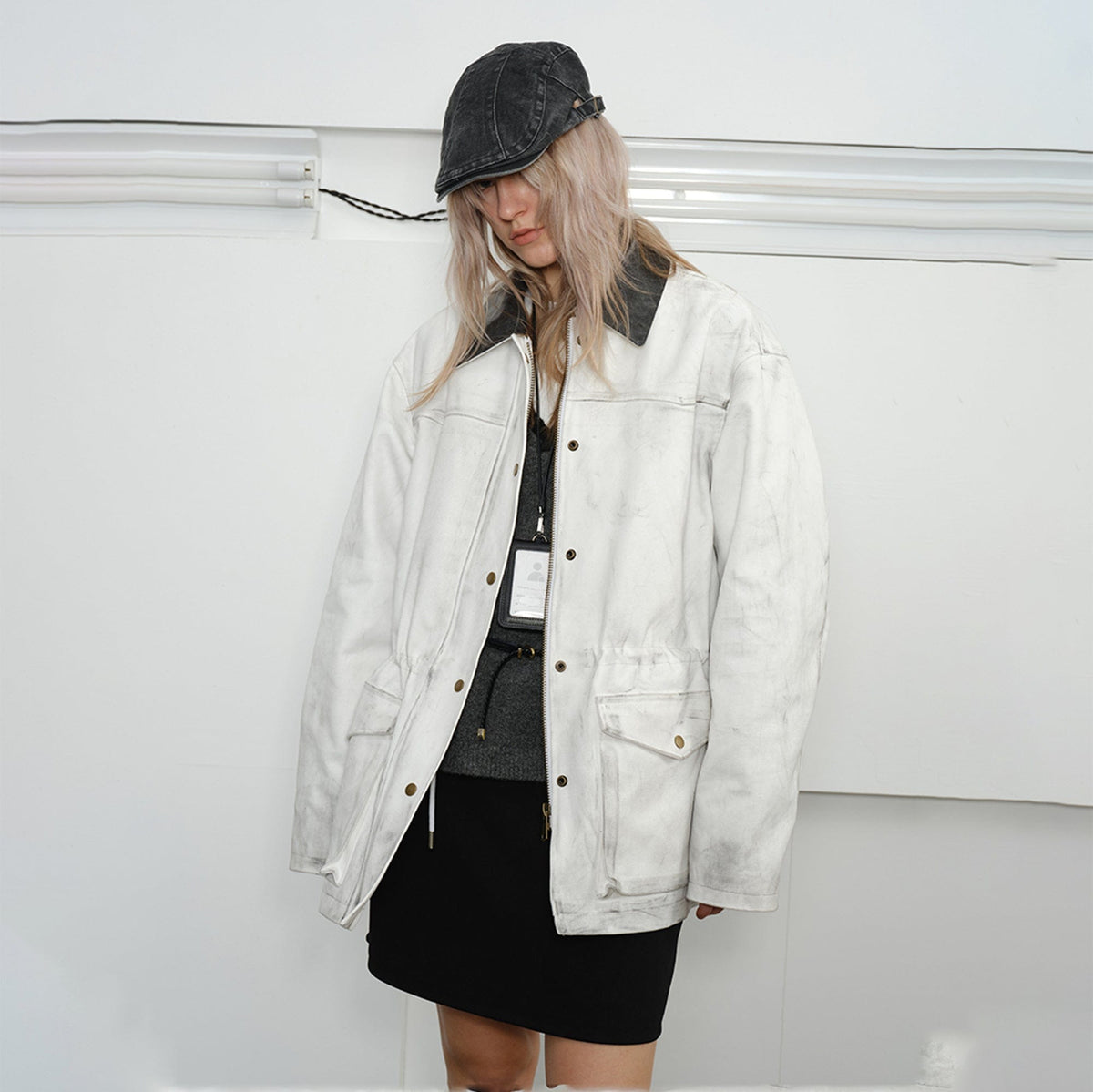 KREATE Aged Canvas Spliced Big-Pocket Jacket