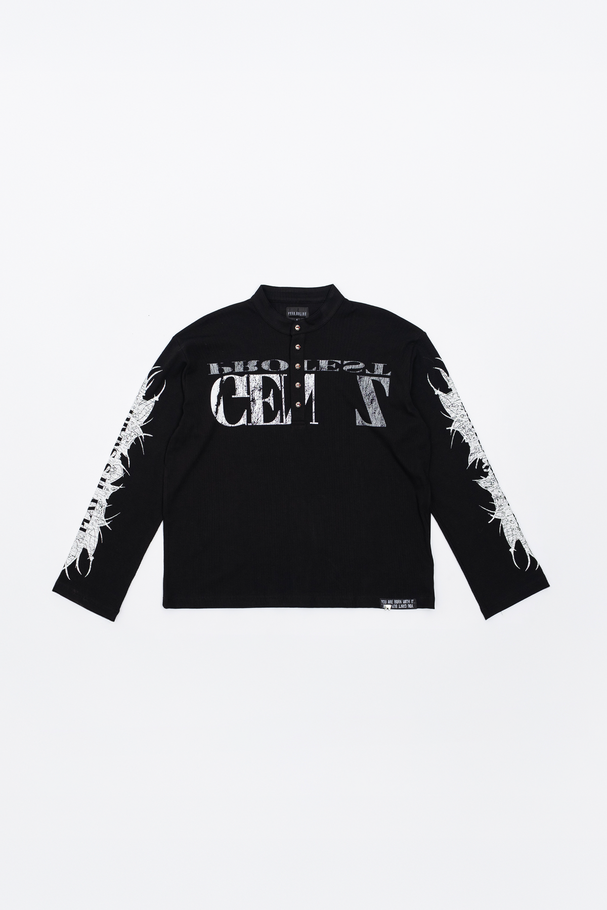 FVVO Ribbed Printed Henley Long Sleeve