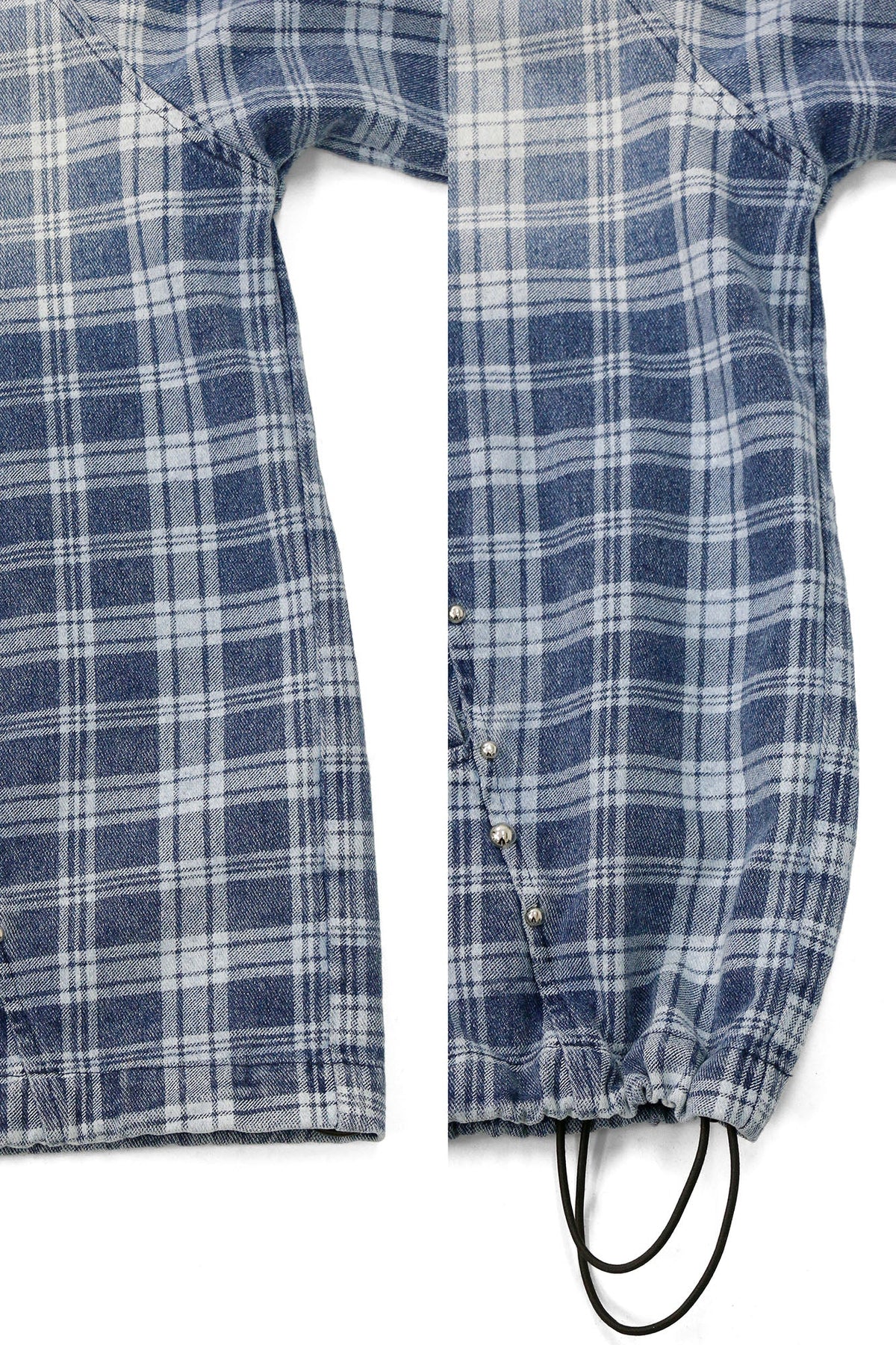 RELABEL Plaid Rivet Paneled Faded Hoodie