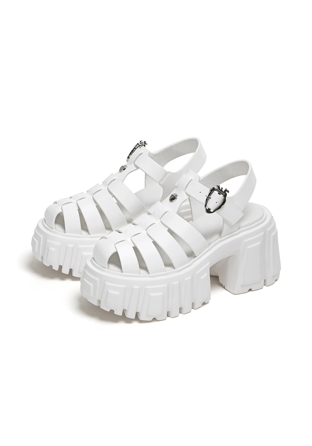 Black Chunky-Heel Roman Platform Sandals