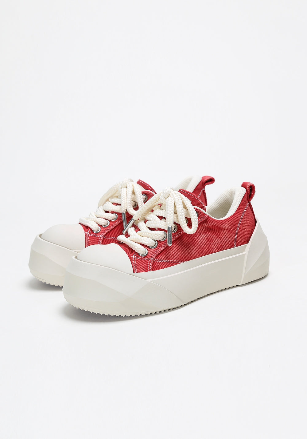 Denim Bare Look Washed Platform Sneakers
