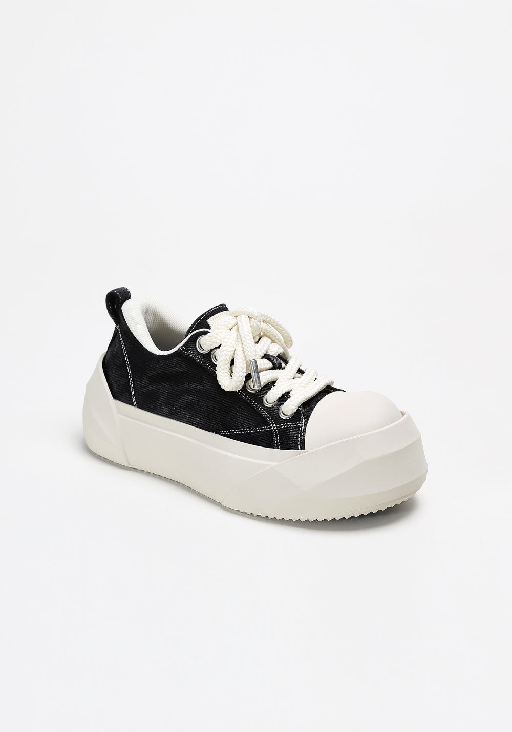 Denim Bare Look Washed Platform Sneakers