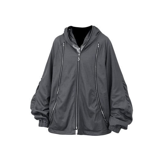 RELABEL Layered Multi-Zip Mask Hood Jacket Gray