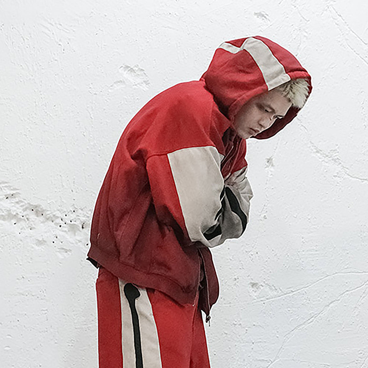 UNDERWATER Skeleton Distressed Contrast Panel Hooded Jacket