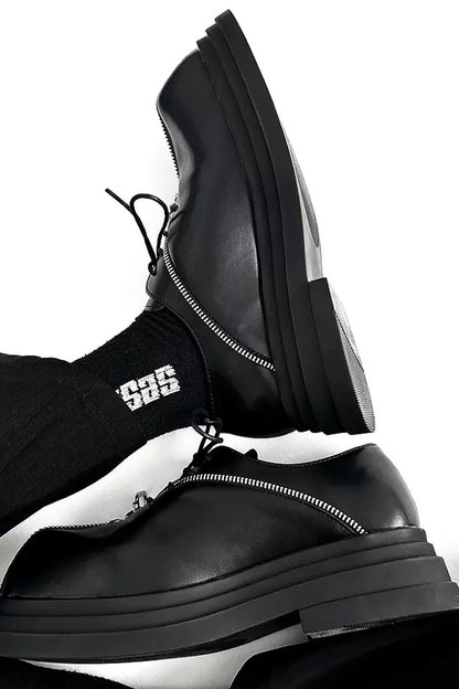 Punk Zipper Platform Derby Shoes - EU Only