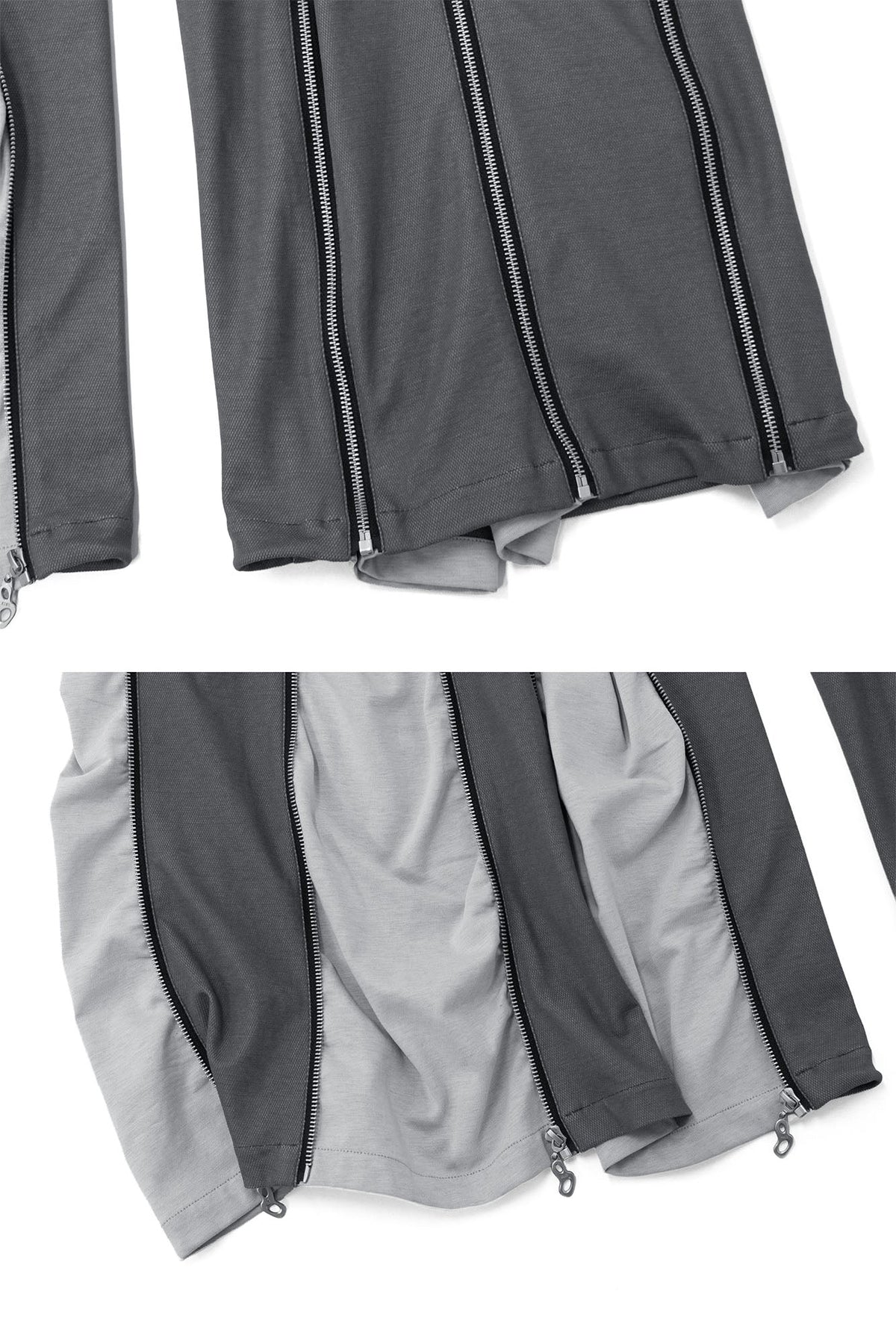 RELABEL Layered Multi-Zip Drawstring Sweatpants Gray