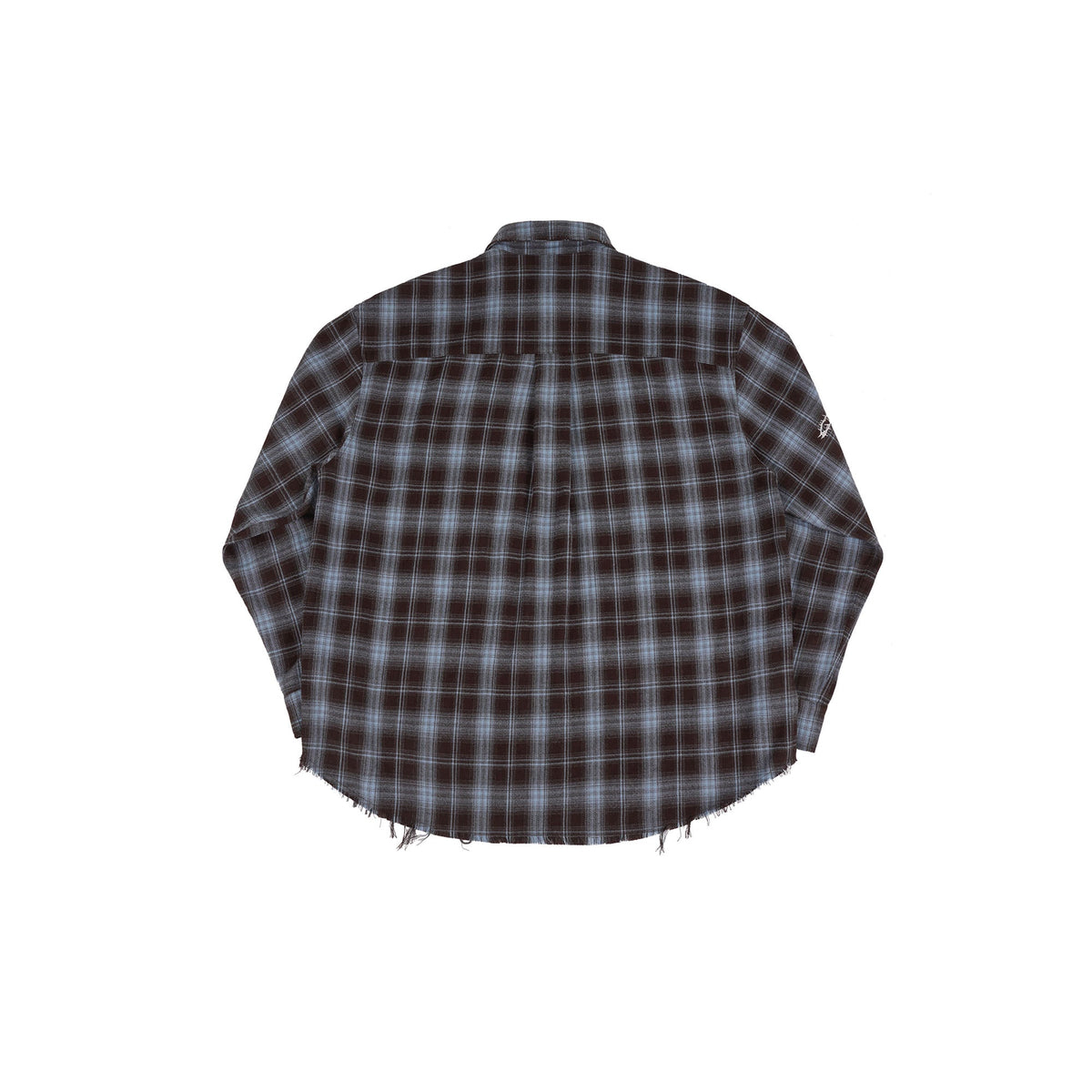 UNDERWATER Plaid Raw Edge Shirt  Blue