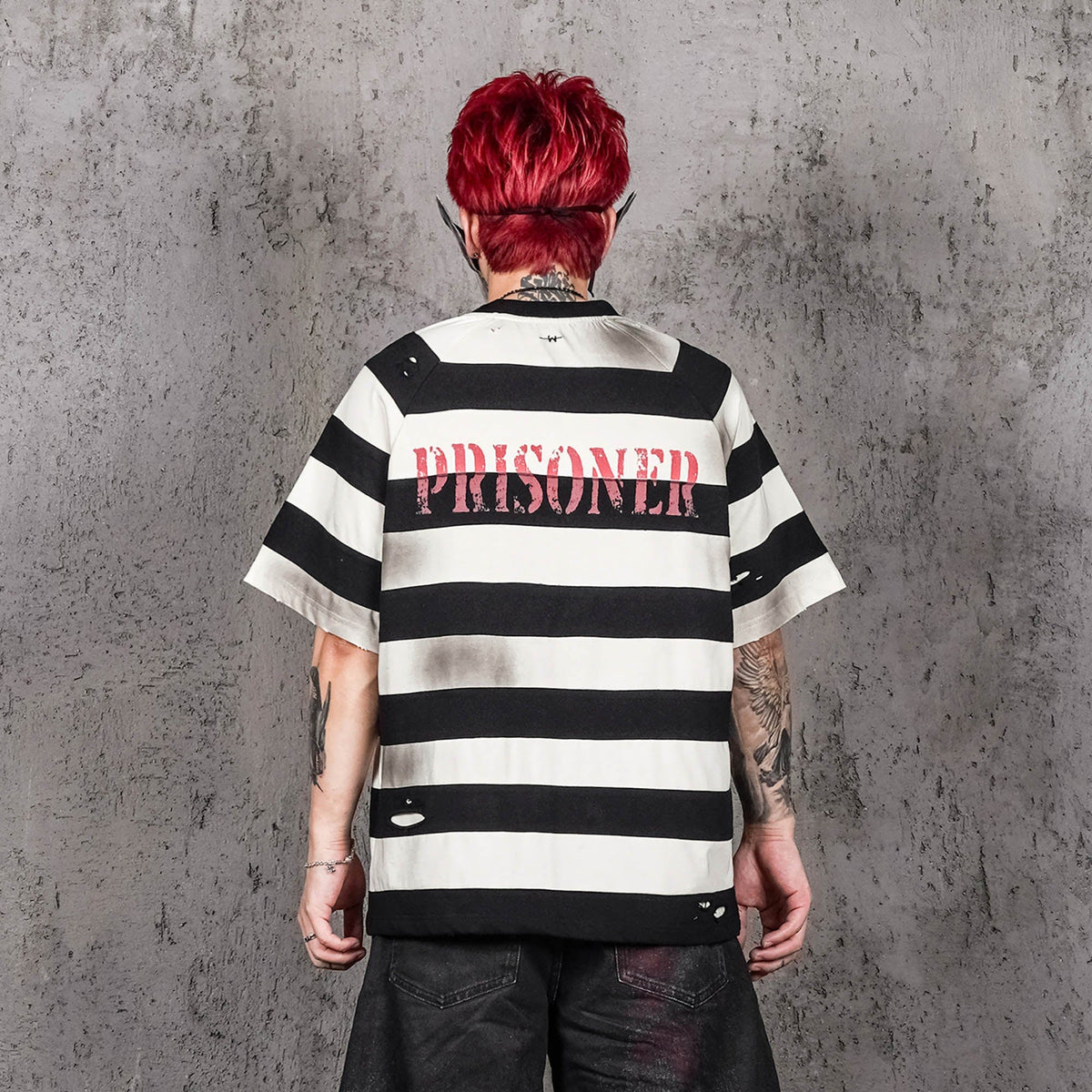 UNDERWATER The Jailbird Distressed Striped T-Shirt