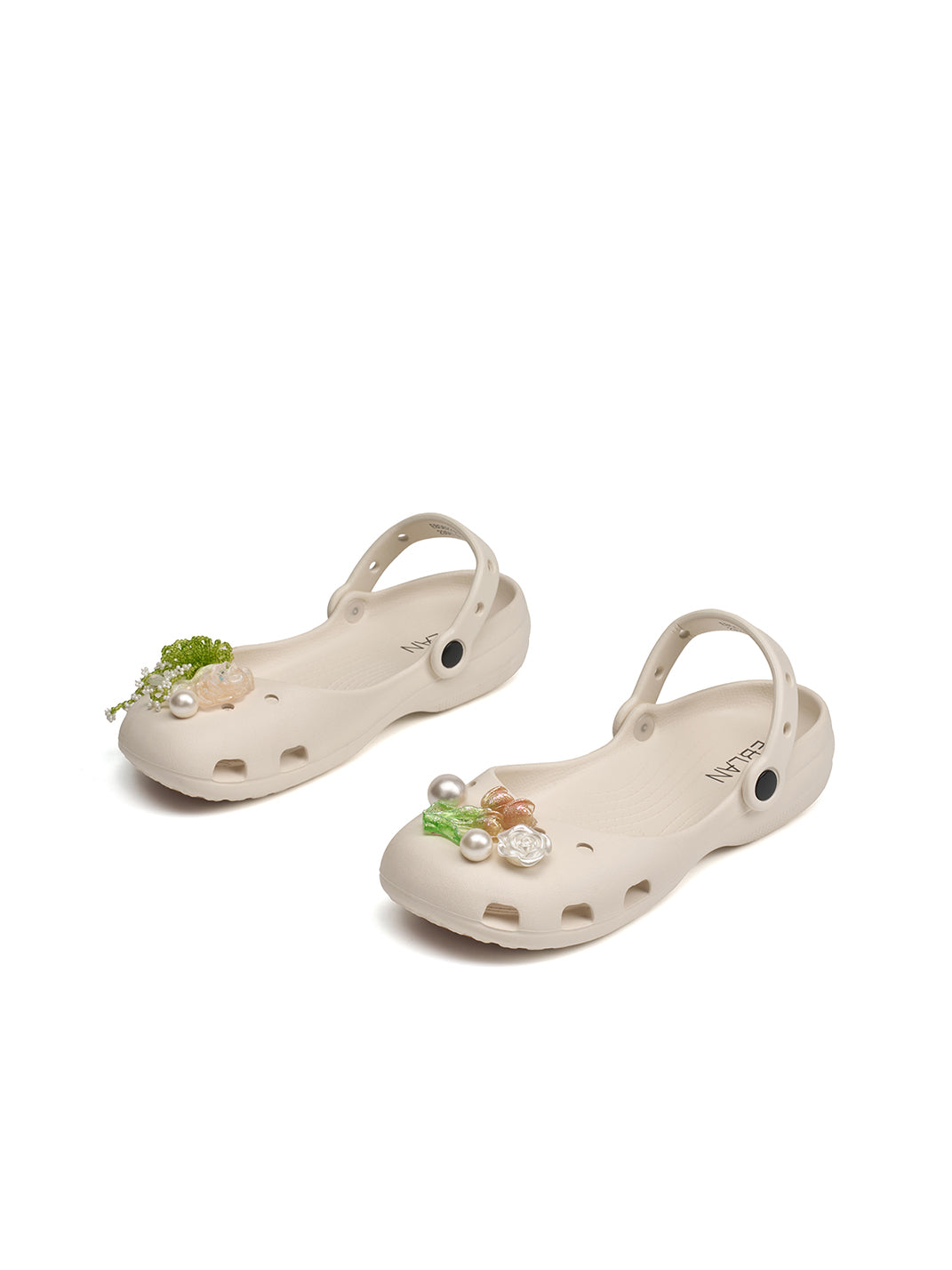 Mary Jane Style Breathable Slide Sandals-Beige