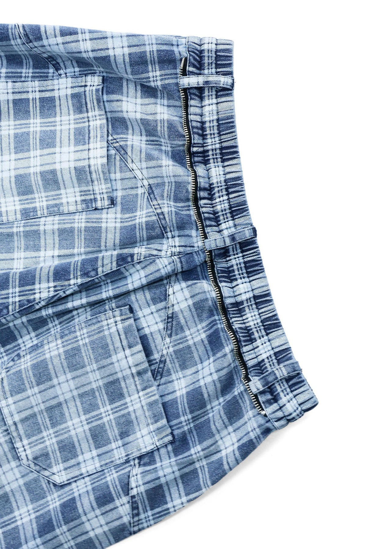 RELABEL Washed Plaid Paneled Oversized Jeans