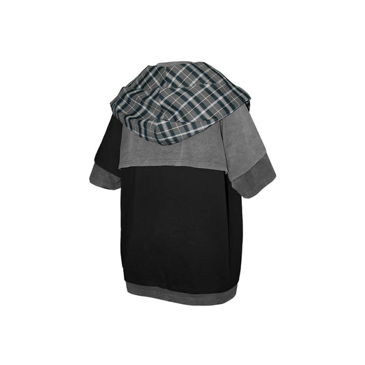 RELABEL Contrast Layered Detachable Hood T-Shirt