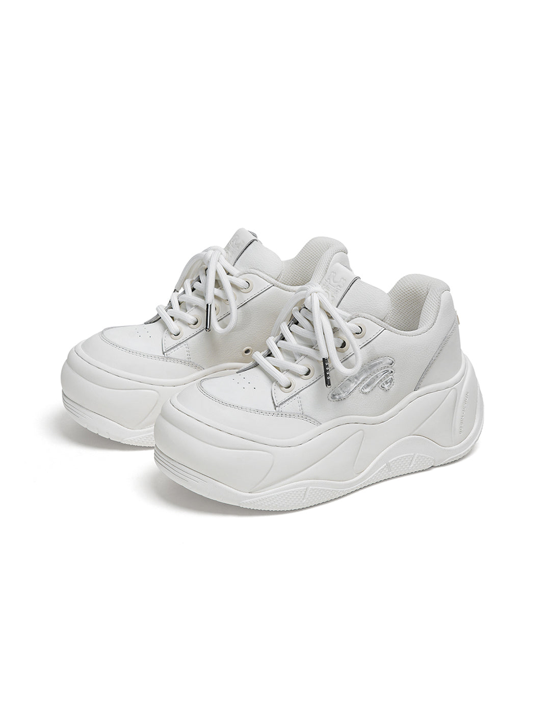White WiFi 2.0 Wave Leather Platform Sneakers