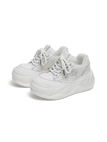 White WiFi 2.0 Wave Leather Platform Sneakers