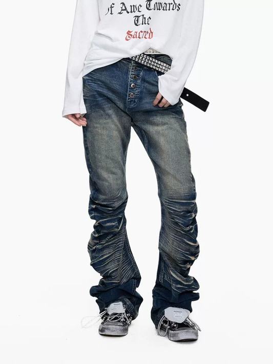 Ripped Washed Whiskers Jeans