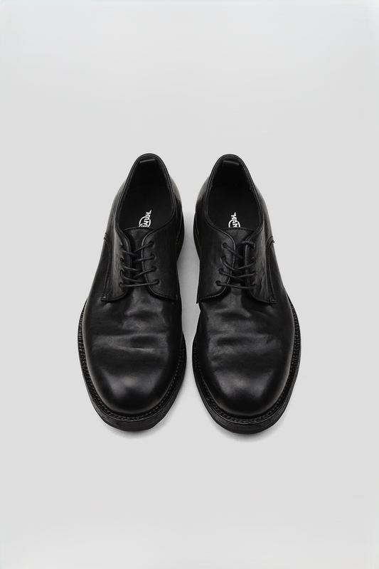Wrinkled Pointed Derby Shoes