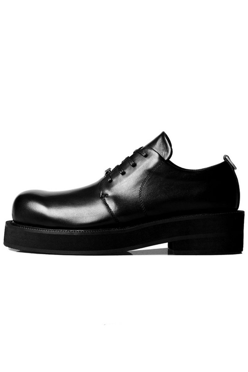 Black Leather Platform Derby Shoes
