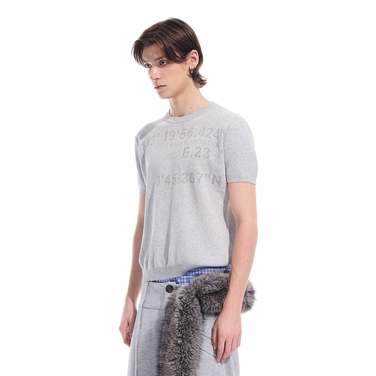 WHISTLEHUNTER Distressed Coordinates Knit T-Shirt