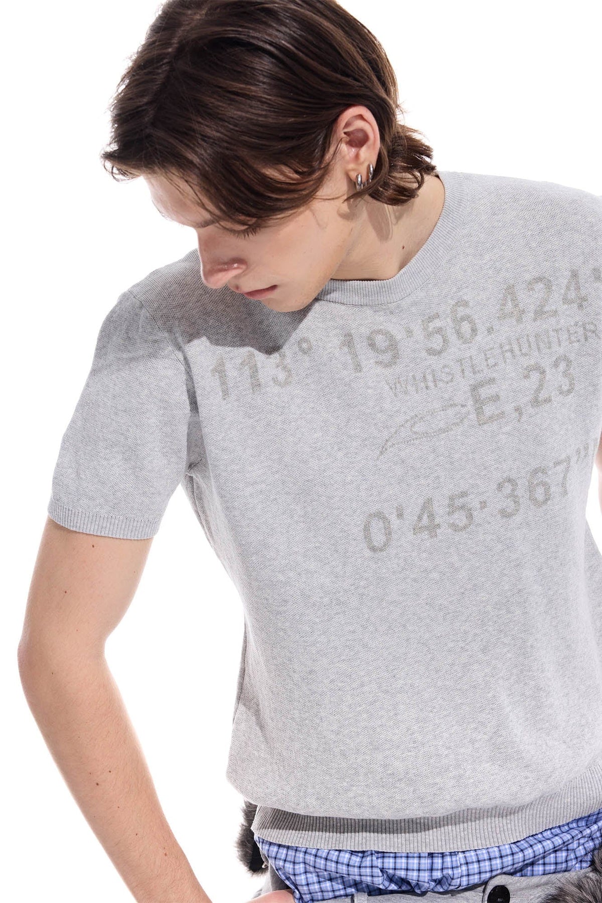 WHISTLEHUNTER Distressed Coordinates Knit T-Shirt