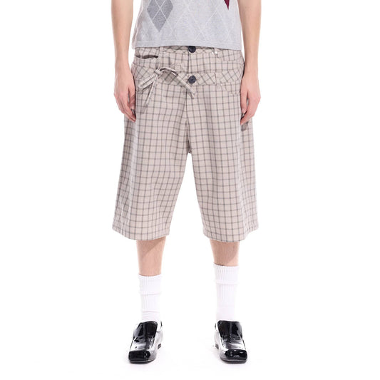 WHISTLEHUNTER Plaid Double-Waist Strap Shorts