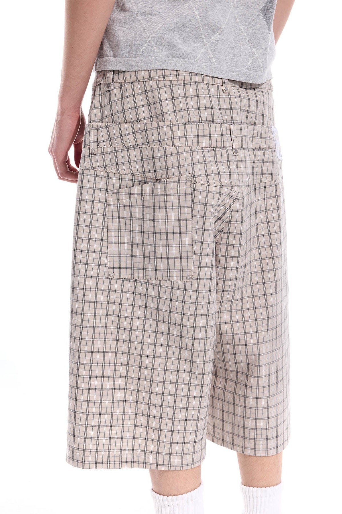 WHISTLEHUNTER Plaid Double-Waist Strap Shorts