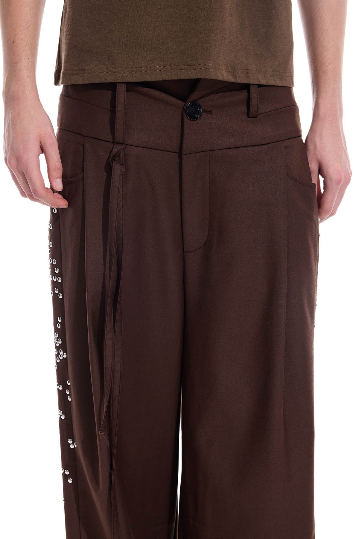 WHISTLEHUNTER Studded-Side Strap Straight-Leg Pants